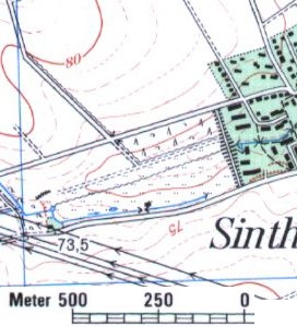 Hochwasserrckhaltebecken Sinthern, TK 25 von 1998